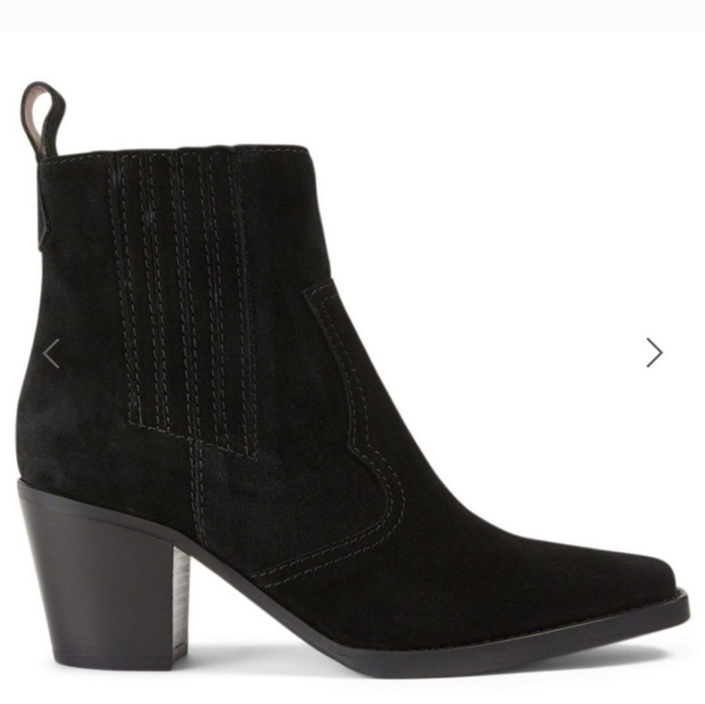 GANNI Women Western Moto Black Suede Ankle Boots Shoes Sz 39/9